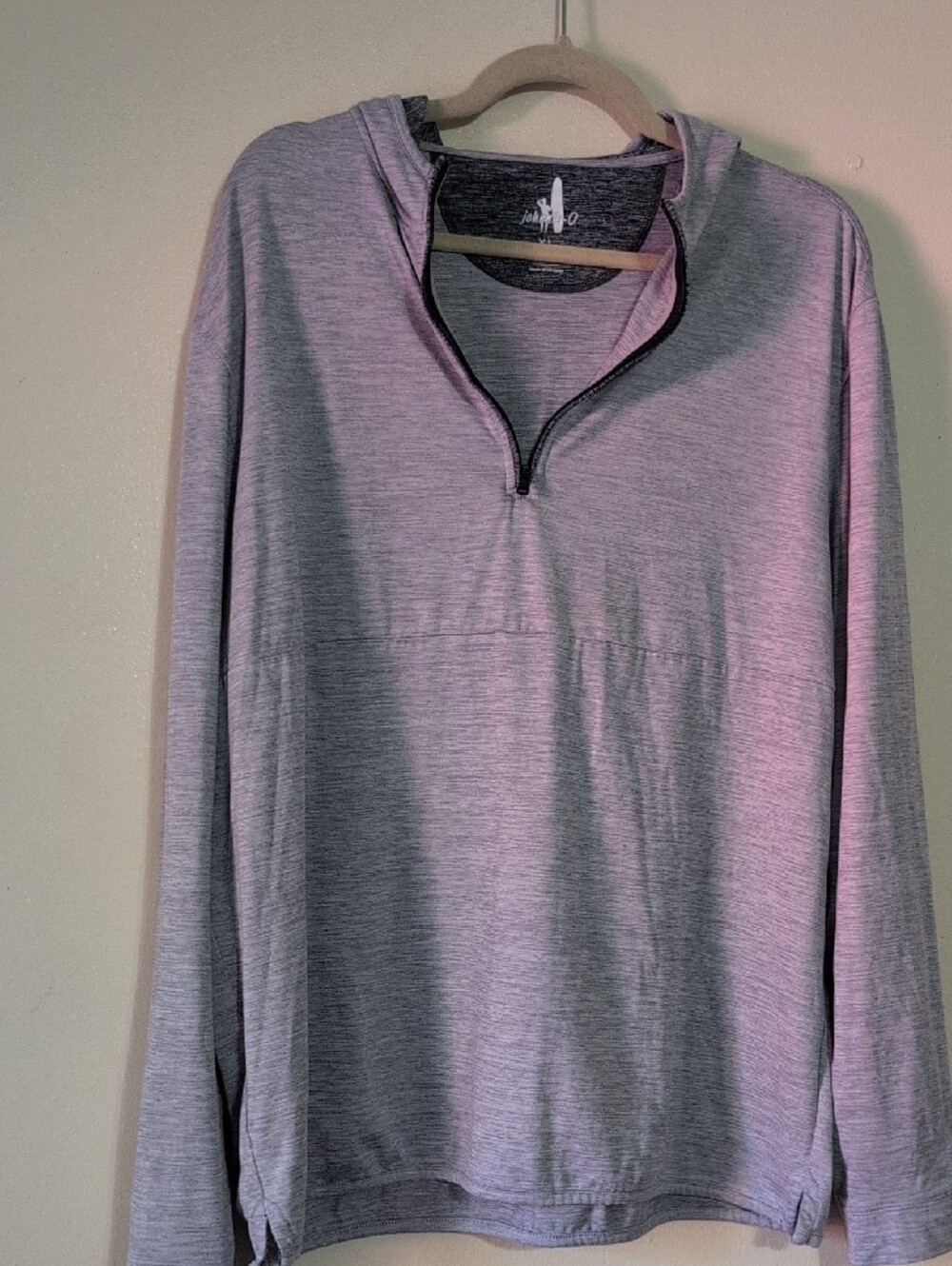Men's Heather Gray Johnnie O Quarter-Zip Hooded Shirt Size XL - Picture 6 of 8